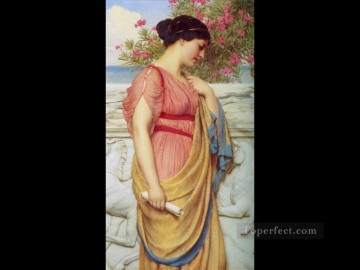 ジョン・ウィリアム・ゴッドワード Painting - サッフォー 1910年 新古典主義の女性 ジョン・ウィリアム・ゴッドワード